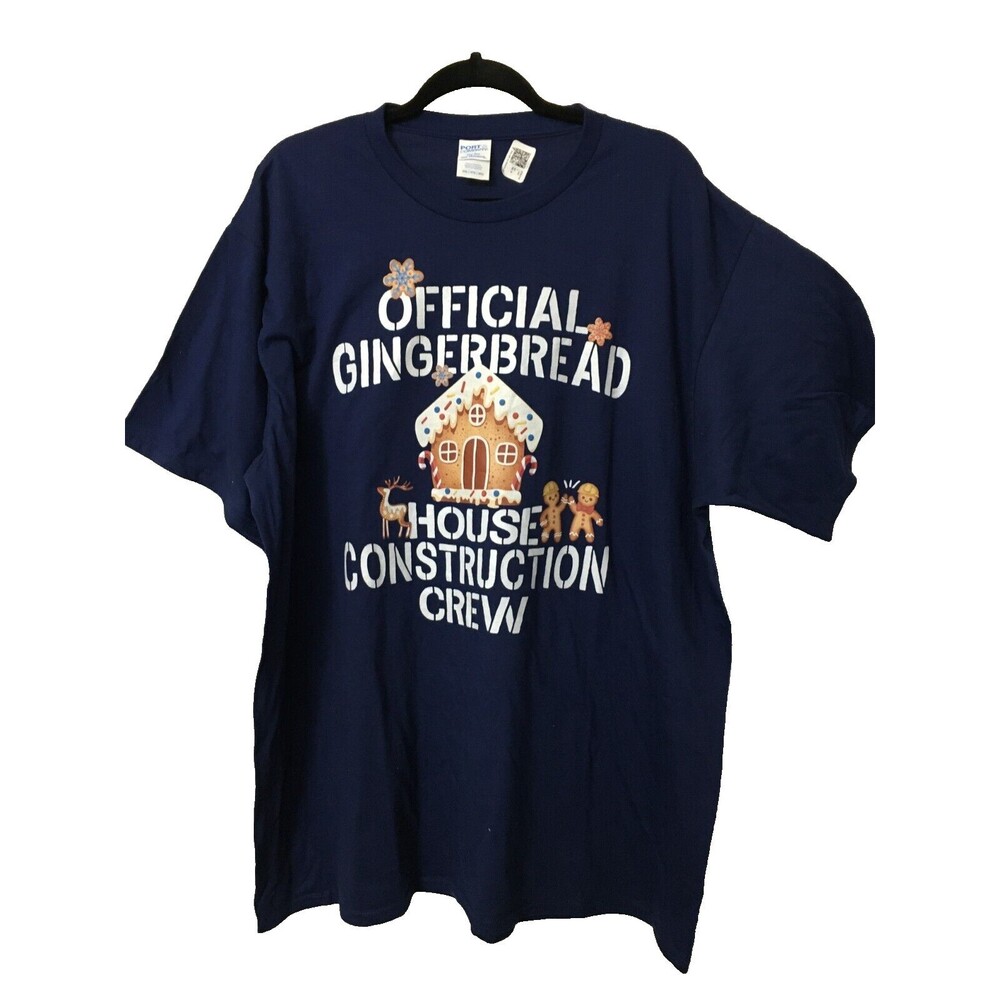 Ugly Christmas Sweater T-SHIRT Tee-Shirt | Size 3XL Gingerbread House Navy Blue